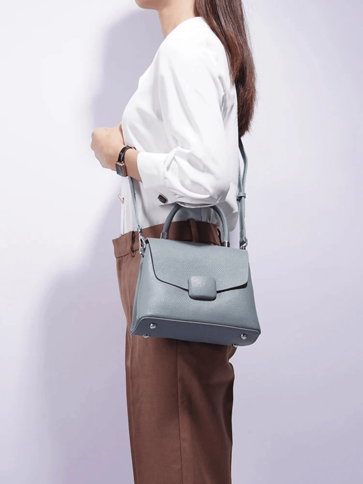 Canelones | Strukturierte Lederhandtasche Blau