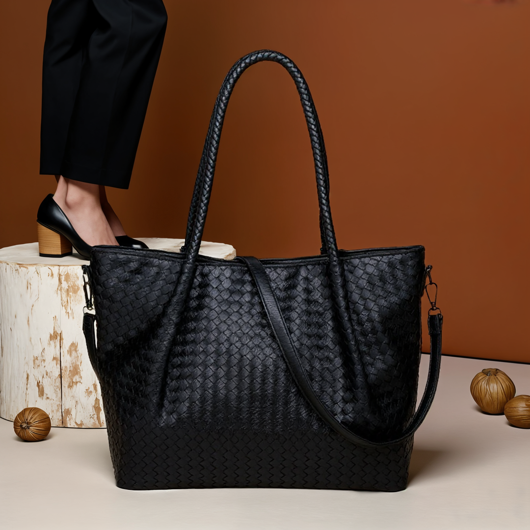 Encarnación | Schwarzer Flecht‑Tote vegan