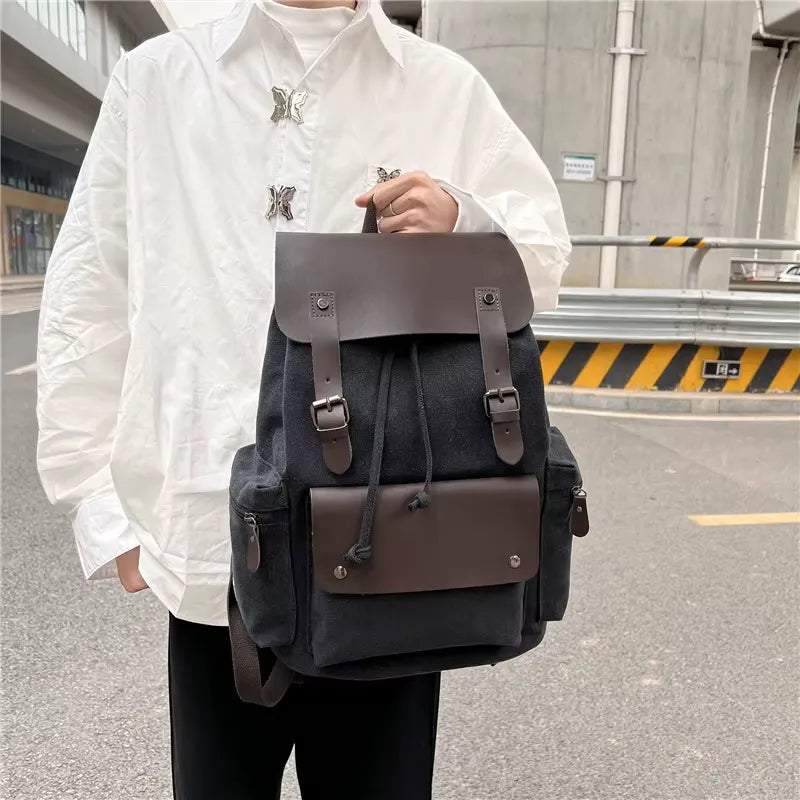 Tripoli | Canvas Laptop‑Rucksack mit Leder
