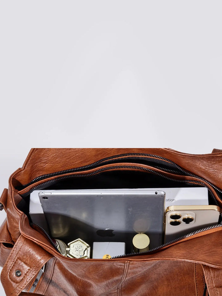 Xiamen | Multi‑Pocket Leder‑Schultertasche