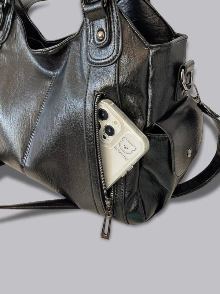 Xiamen | Multi‑Pocket Leder‑Schultertasche
