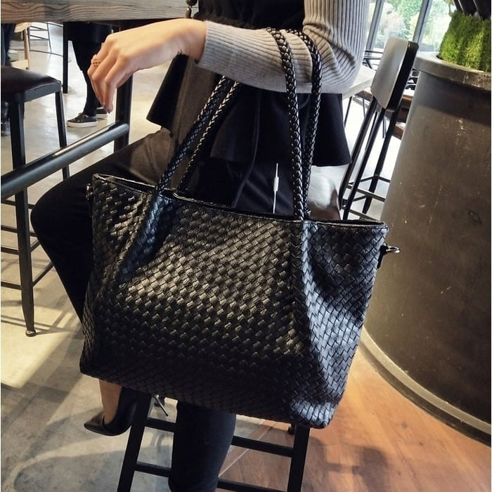 Encarnación | Schwarzer Flecht‑Tote vegan