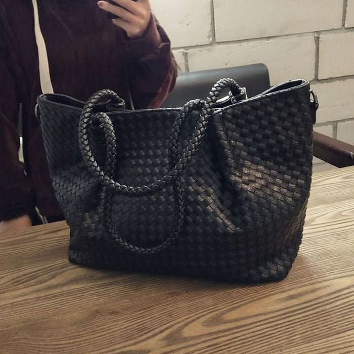 Encarnación | Schwarzer Flecht‑Tote vegan